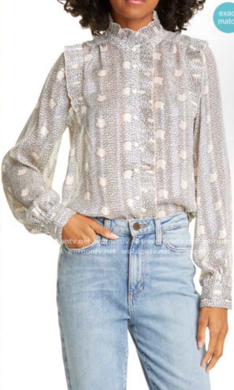 Ba&Sh Precious Pleated Ruffles Long Sleeve Button Front Lady Shirt Size Large